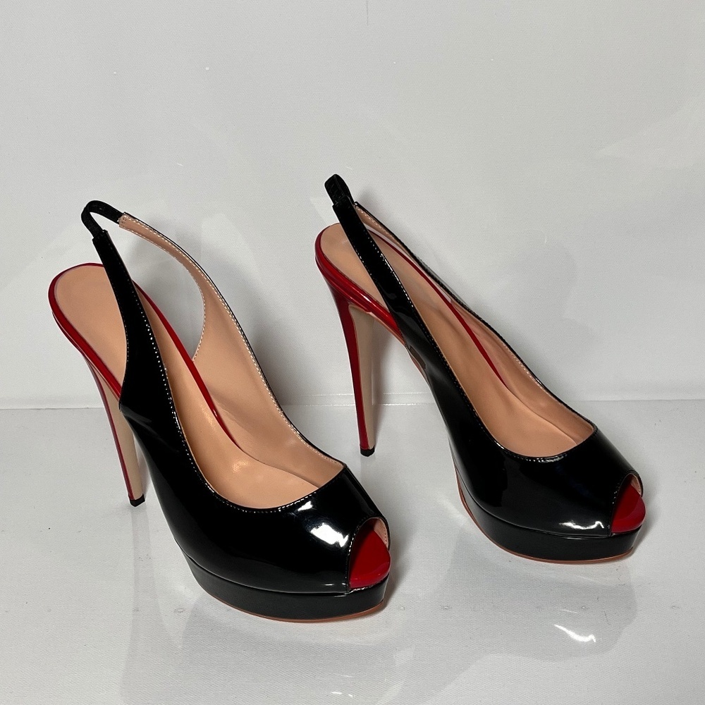 JOY IN LOVE Peep Toe Slingbacks Heeled Pumps